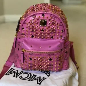 Authentic MCM Small Diamond Visetos Backpack Medium Diamond Backpack in Visetos Leather Mix Cognac | MCM ®US main image 4